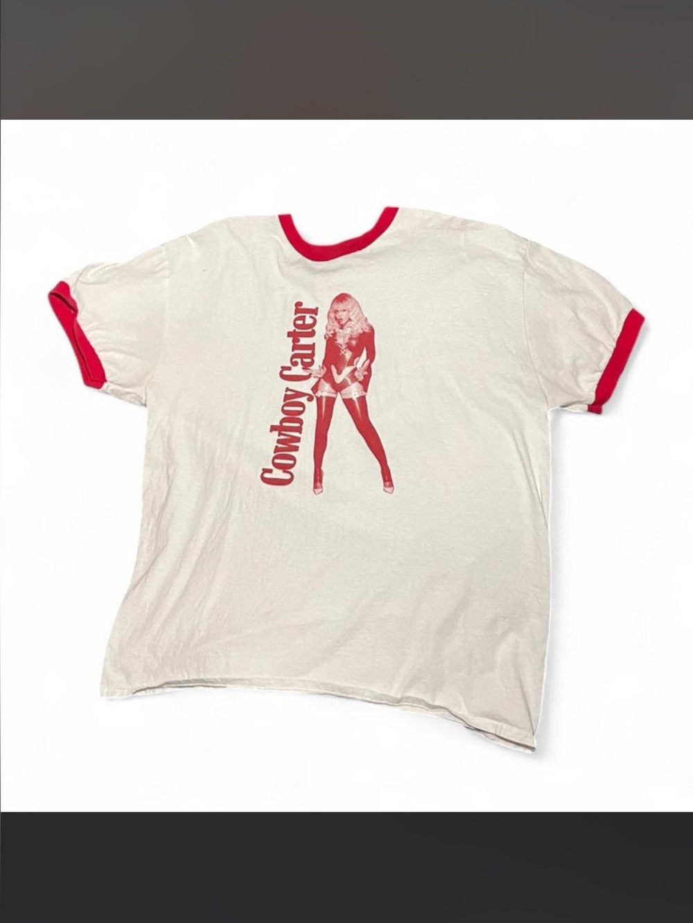 Official Beyoncé Cowboy Carter Act Il Ringer Tee White Red Western Graphic XL